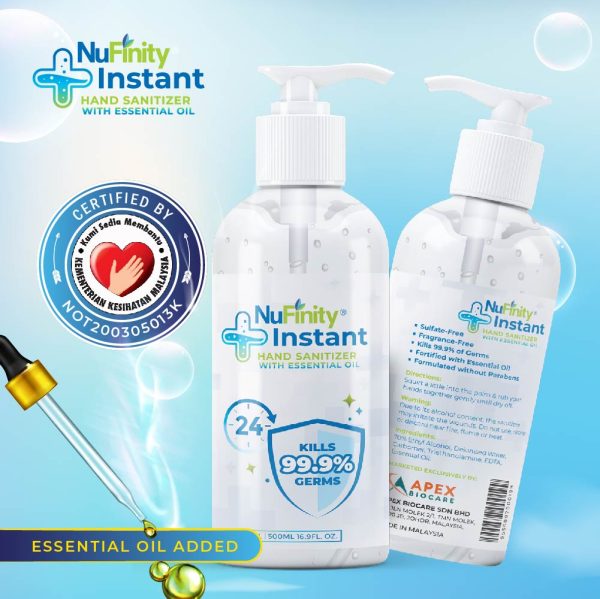 NuFinity® Instant Sanitizer with Essential Oil 500ml