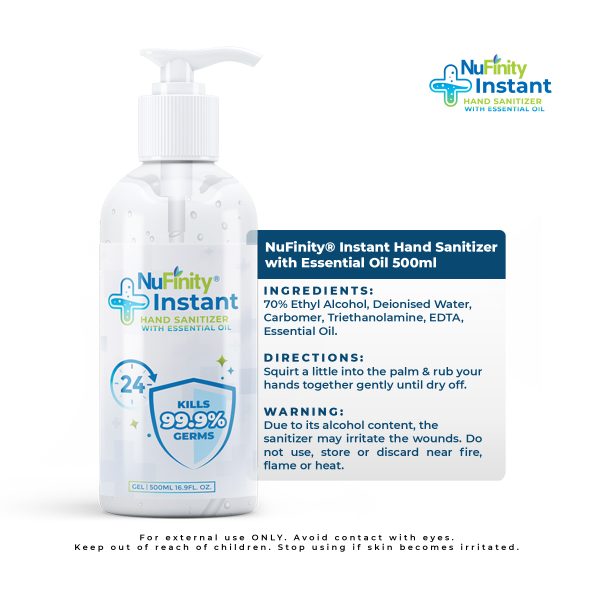 NuFinity® Instant Sanitizer with Essential Oil 500ml